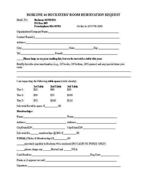 Huckster Form